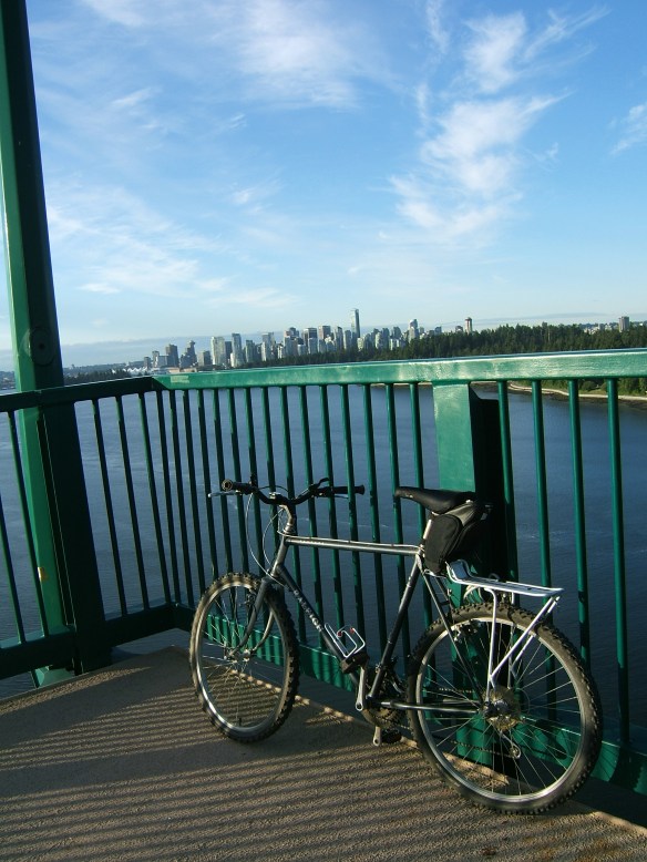 My new best friend. Recycled bike on Lion's Gate Bridge Vancouver