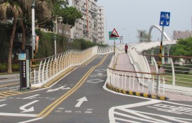 Cyclists bridge taipei Riverside