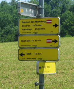 Cycling route signs Salzkammergut Upper Austria mountain biking