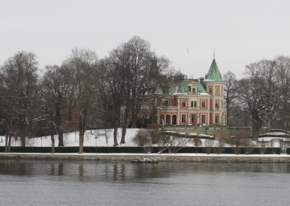 Djurgarden house in snow Stockholm