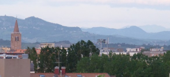 Dawn looking towards the hills of La Marche from Rimini Italy