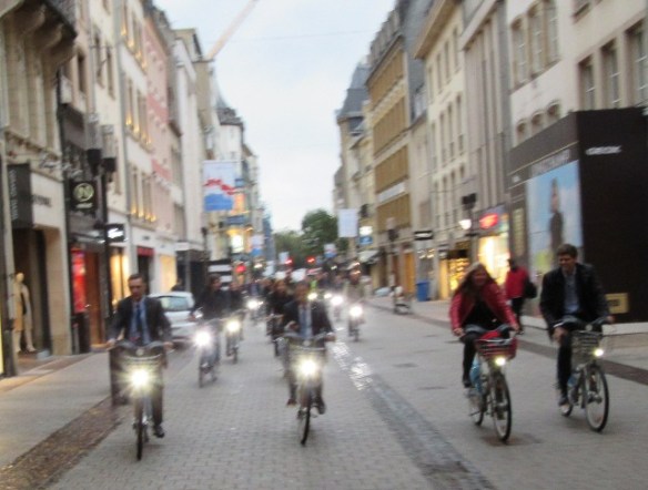 Lights of the bicycles Luxembourg ministers ride